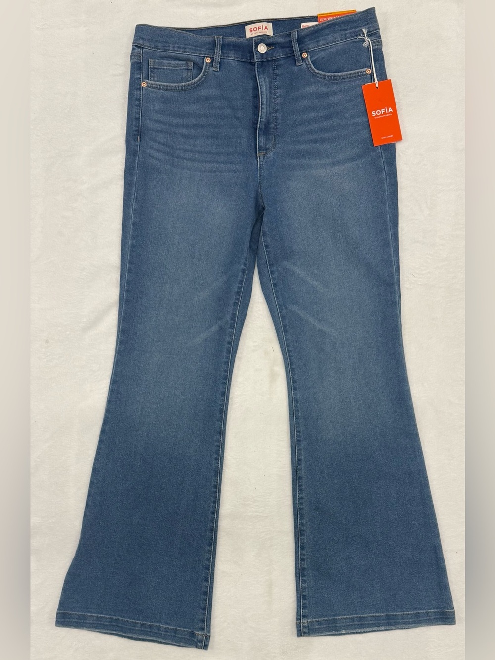 Women’s Sofia Vergara Melisa High Rise Flare Jeans (14) NWT Luxe Vintage Denim